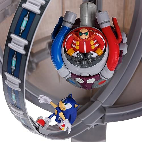Sonic The Hedgehog Death Egg Playset, Personaggio Articolato 6 cm, Grande Stazione Spaziale, Alta 30 cm, Diventa un Playset da Battaglia, Bambini e Collezionisti