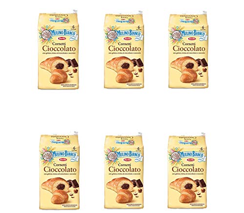 Mulino Bianco Cornetti con Crema di Cioccolato e Nocciole - 6 brioches - 300 g 6 CONFEZIONI