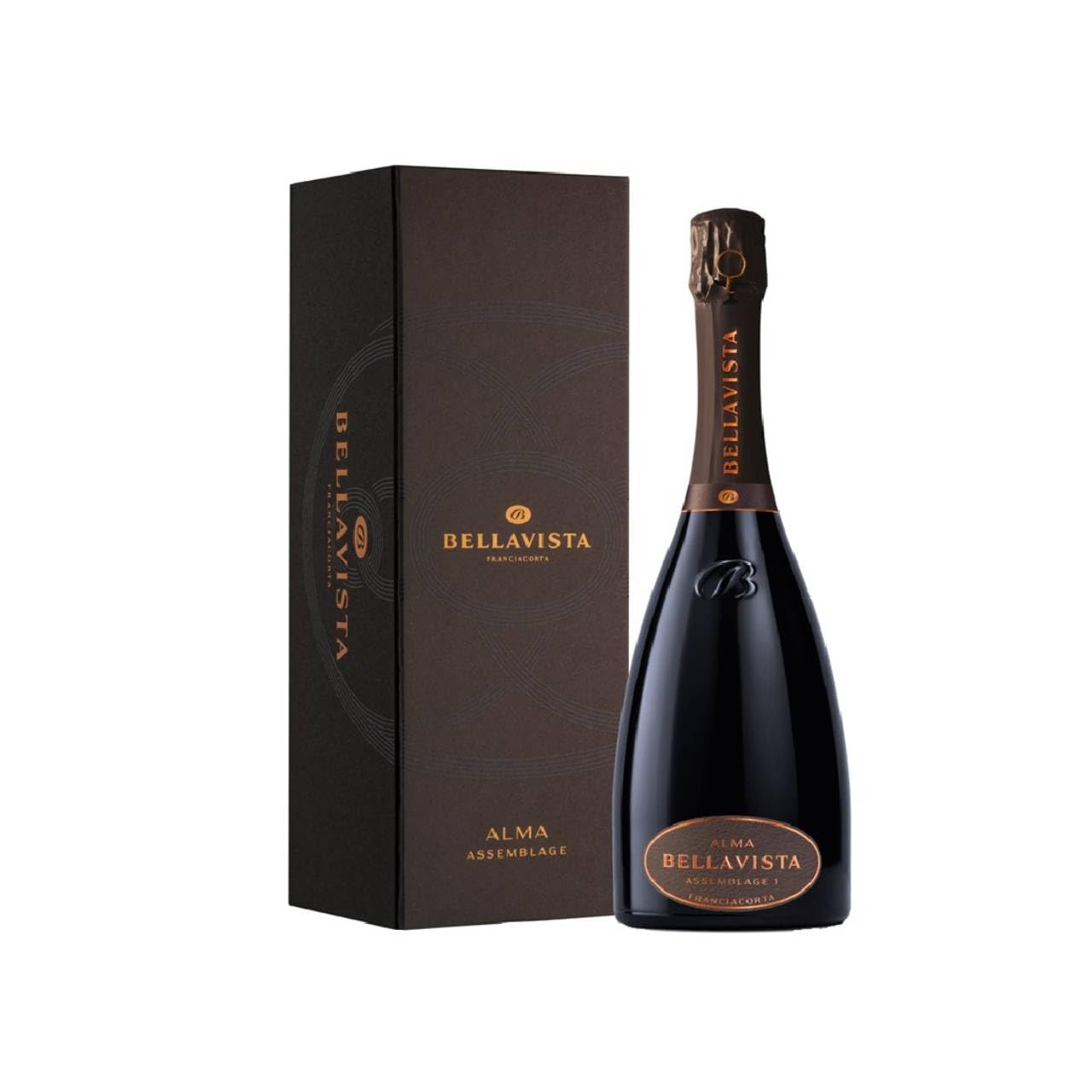 Bellavista Alma Assemblage 1, Spumante Extra Brut, Franciacorta DOCG Cuvée, Chardonnay, Pinot Nero e Pinot Bianco, 12,5% vol, 750 ml con Astuccio