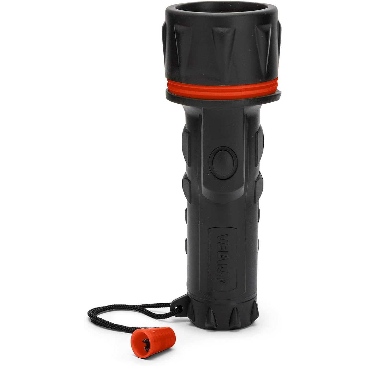 Velamp Torcia LED impermeabile - Impugnatura antiscivolo e laccetto – Alta potenza e resistenza - Per uso esterno ed emergenze - 2 batterie tipo D