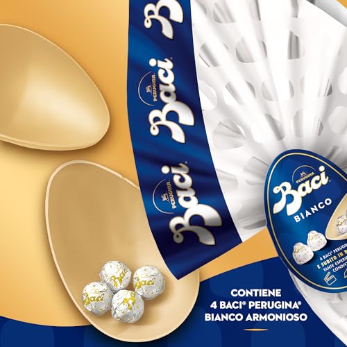 BACI PERUGINA Uovo di Pasqua 2025 Cioccolato Bianco con Sorpresa e 4 Cioccolatini 265g