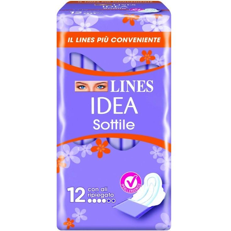 ASSORBENTI LINES IDEA SOTTILE CON ALI RIPIEGATO 6 CONFEZIONI DA 12 PEZZI (6)