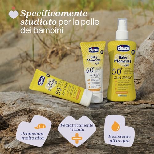 Chicco Spray Solare Protezione SPF 50 + Per Bambini, Resistente all'Acqua
