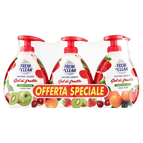 Fresh & Clean Sapone Liquido Gel Di Frutta Fragola E Ciliegia 3 X 300 ml