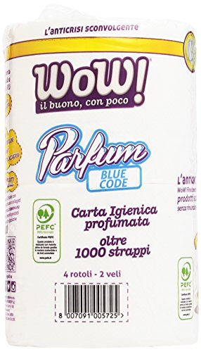 Wow! - Carta Igienica, Profumata, Oltre 1000 Strapi, 2 Veli - 4 Rotoli