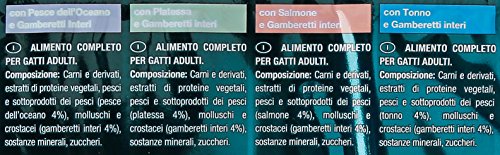 Purina Gourmet Perle Piaceri del Mare Umido Gatti con Salmone, Platessa, Tonno e Pesce dell'Oceano, 4 buste da 85g