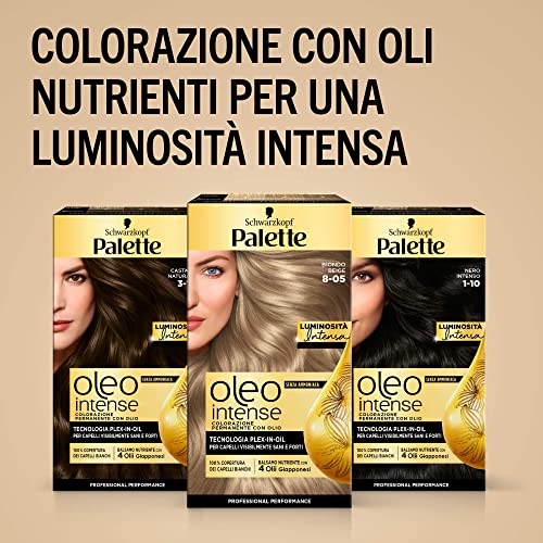 Schwarzkopf Palette Oleo, colorazione permanente copertura professionale capelli bianchi, 8-5 Biondo Beige, confezione singola