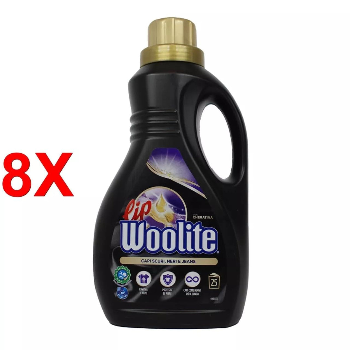8 X Lip Detersivo Bucato A Mano E Lavatrice Liquido Noir Capi Scuri DA 1,5 L