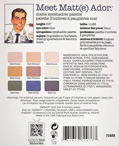 theBalm Meet Matte Ador Matte Palette di ombretti, confezione da 1 (1 x 21,6 g)