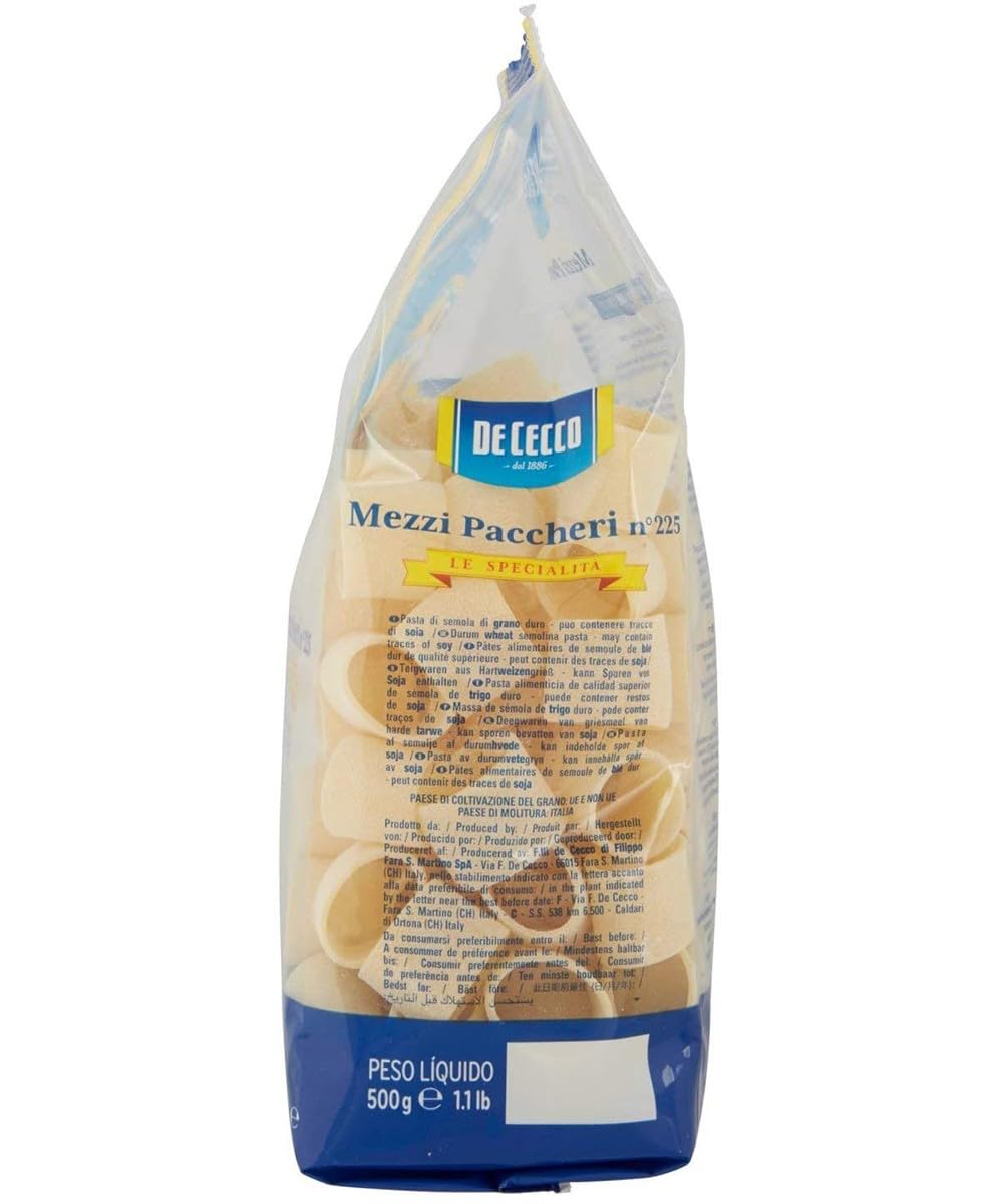 10 x Cecco Mezzi Paccheri No. 225 Italian Pasta 500g
