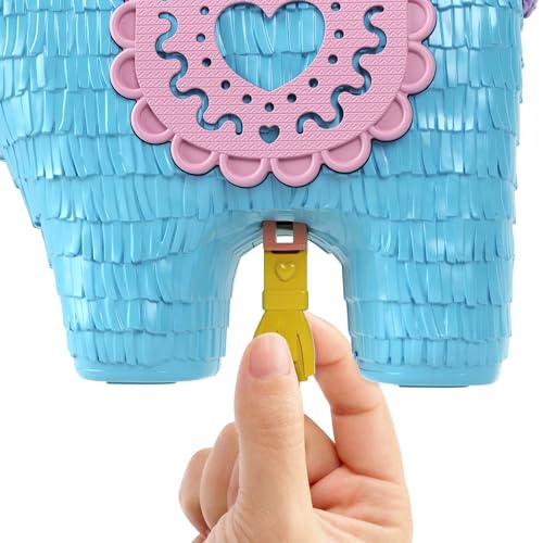 Polly Pocket - Festa Unicorno, playset con 2 mini bambole e cuccioli, include 25+ accessori tra cui una mini pignatta e una mongolfiera, giocattolo