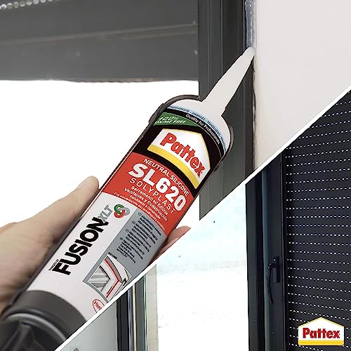 Pattex SL 620 Serramenti ed Edilizia Sigillante trasparente, Silicone per lattoneria, serramenti, ecc., Sigillante impermeabile per materiali vari, cartuccia da 300 ml