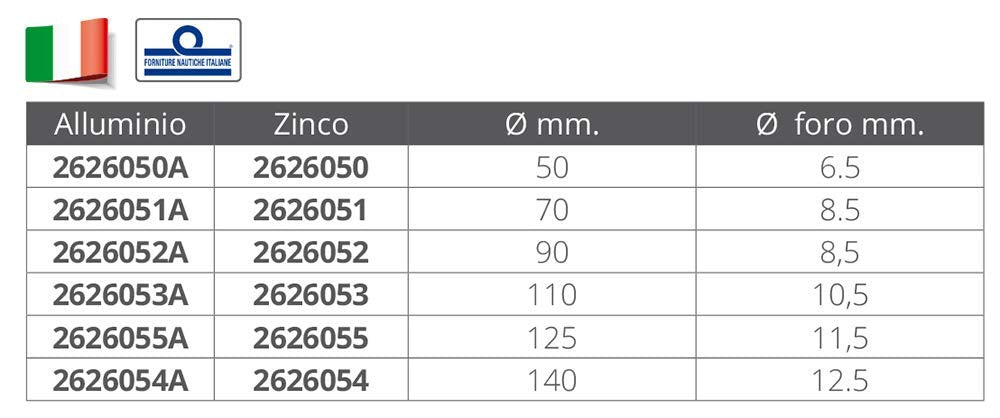 Forniture Nautiche Italiane ANODO Tondo Ø MM.90 in Zinco