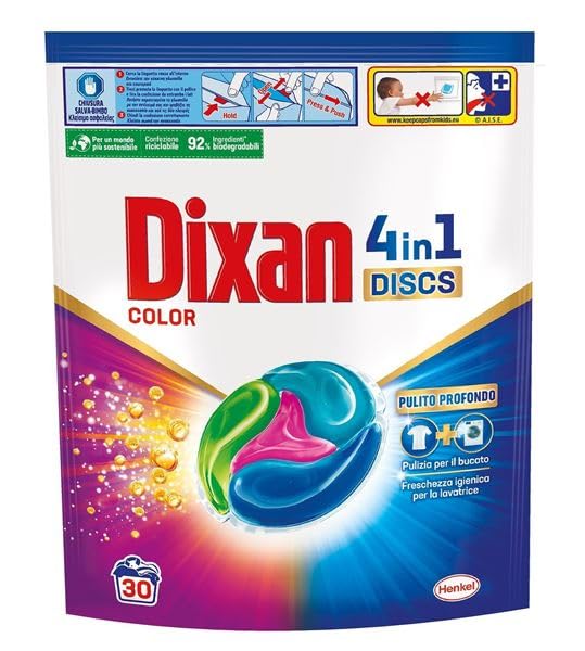 Dixan Discs Color, Detersivo Lavatrice in Capsule, 30 capsule (lavaggi)