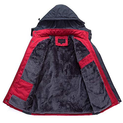 Peggy Gu Cappotto della Neve Giacche da Uomo in Velluto Addensato nel Lungo Cappotto Impermeabile Antivento Esterno (Colore : Rosso, Dimensione : XXL)