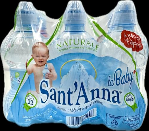 Sant'Anna - La Baby - Blister d'Acqua Minerale Naturale - Con Tappo Thumbs Up per Bere più Facilmente - Confezione da 6 Bottigliette di Plastica da 0.25 Litri