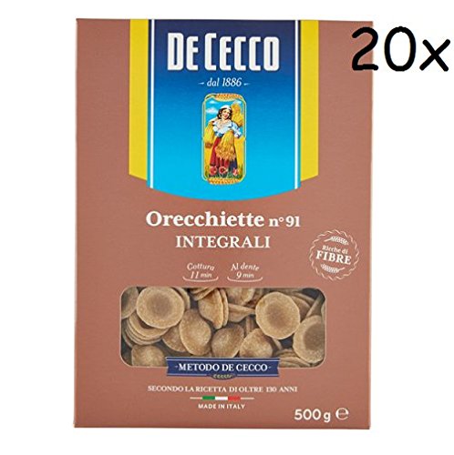20 x Pasta De Cecco Orecchini integrali 91 Grani Italiani 500 g