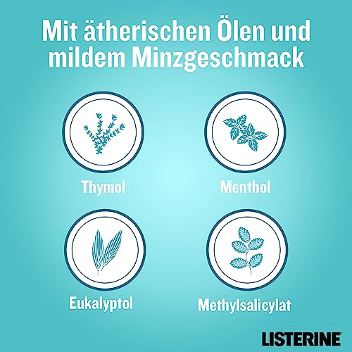 LISTERINE Cool Mint Mild (6 x 500 ml), collutorio antibatterico con oli essenziali e senza alcool, collutorio combatte efficacemente i batteri, perfetto complemento per la cura dentale quotidiana
