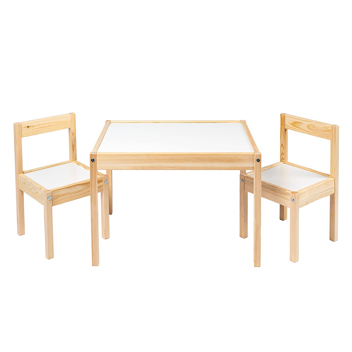 Ikea LATT - Tavolo per bambini con 2 sedie, colore: bianco, pino, beige