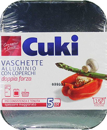 12 x CUKI Vaschette Alluminio Con Coperchio 1 Porzione 5 Pezzi