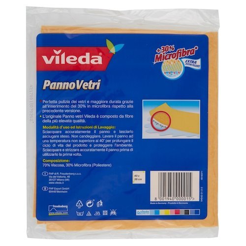 Vileda Panno Vetri Classico e Tradizionale, Pulisce in Profondità senza Lasciare Aloni e Pelucchi