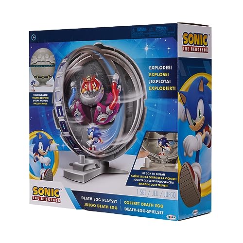 Sonic The Hedgehog Death Egg Playset, Personaggio Articolato 6 cm, Grande Stazione Spaziale, Alta 30 cm, Diventa un Playset da Battaglia, Bambini e Collezionisti