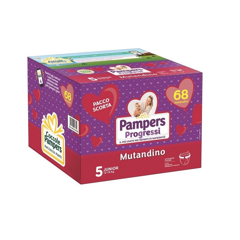 PAMPERS PROGRESSI MUTANDINO QUADRI PACK 5 JUNIOR 12/18GK - 68 MUTANDINI