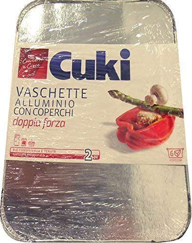 12 x CUKI Vaschette Alluminio Con Coperchio 6 Porzioni 2 Pezzi