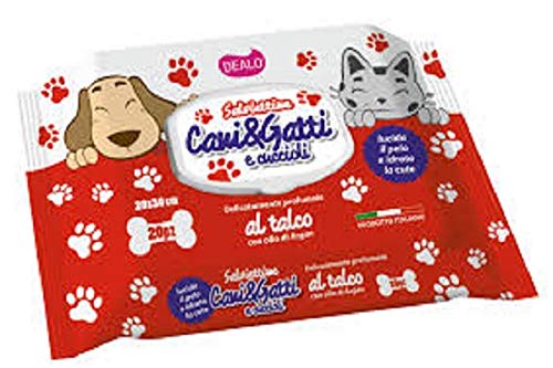 120 SALVIETTINE per Cani E Gatti al Profumo di Talco Confezione con Apri E Chiudi