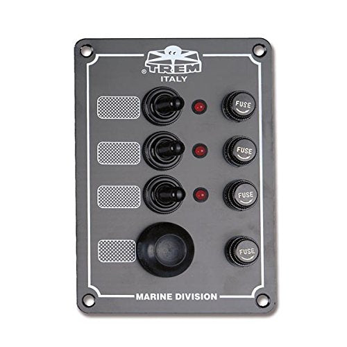 TREM Pannello Elettrico Serie Marine con interruttori stagni + Pulsante Tromba e spie Luminose