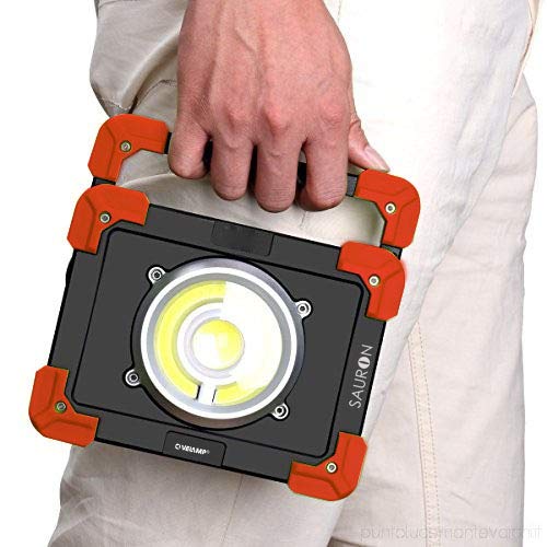 Velamp Sauron Proiettore Ricaricabile LED 20W, con Powerbank e Supporto orientabile. per lavori, Garage, Trekking, Campeggio, Caccia. 20 W, Rosso