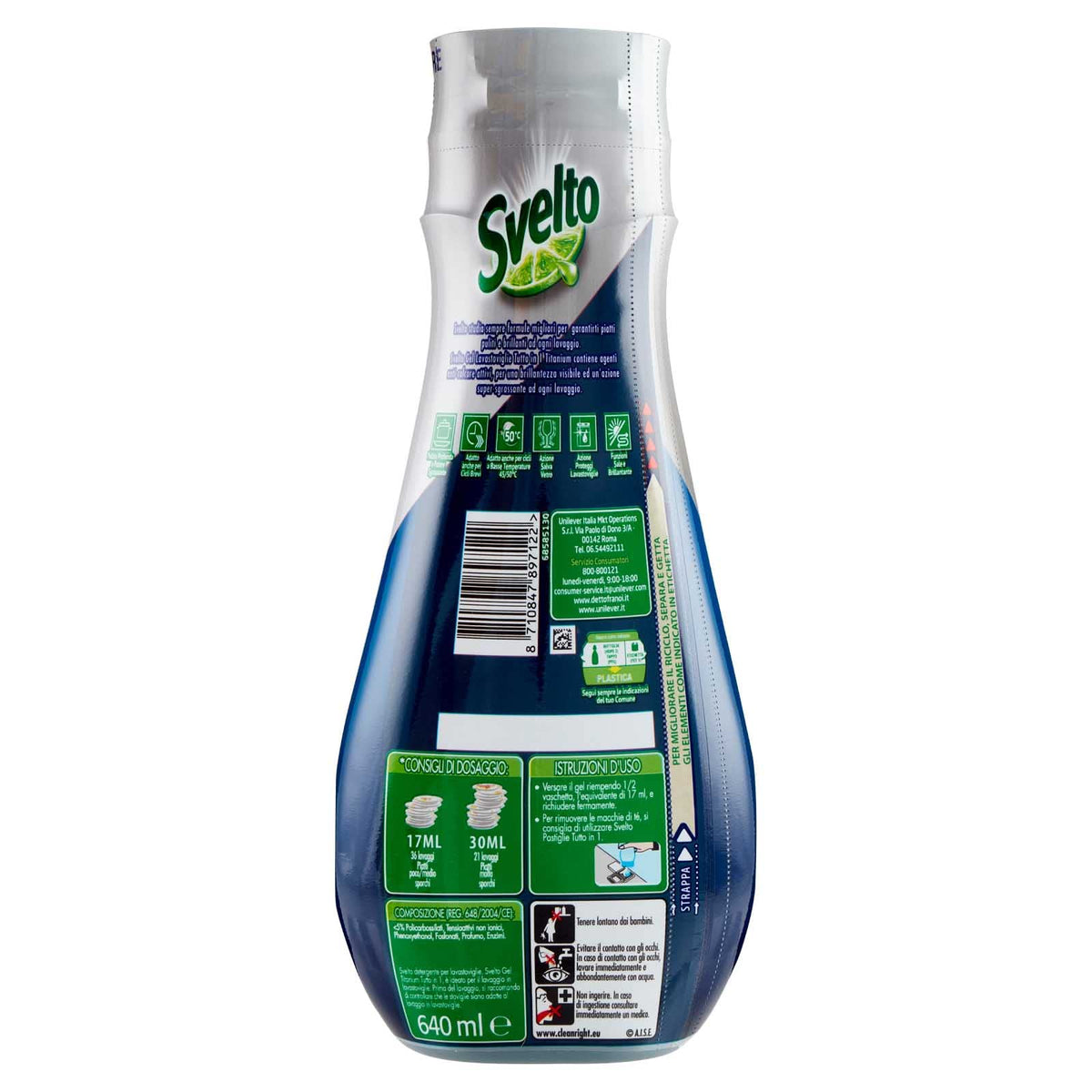 4x Svelto Titanium Gel Tutto in 1 per Lavastoviglie - 4 Flaconi da 640 ml