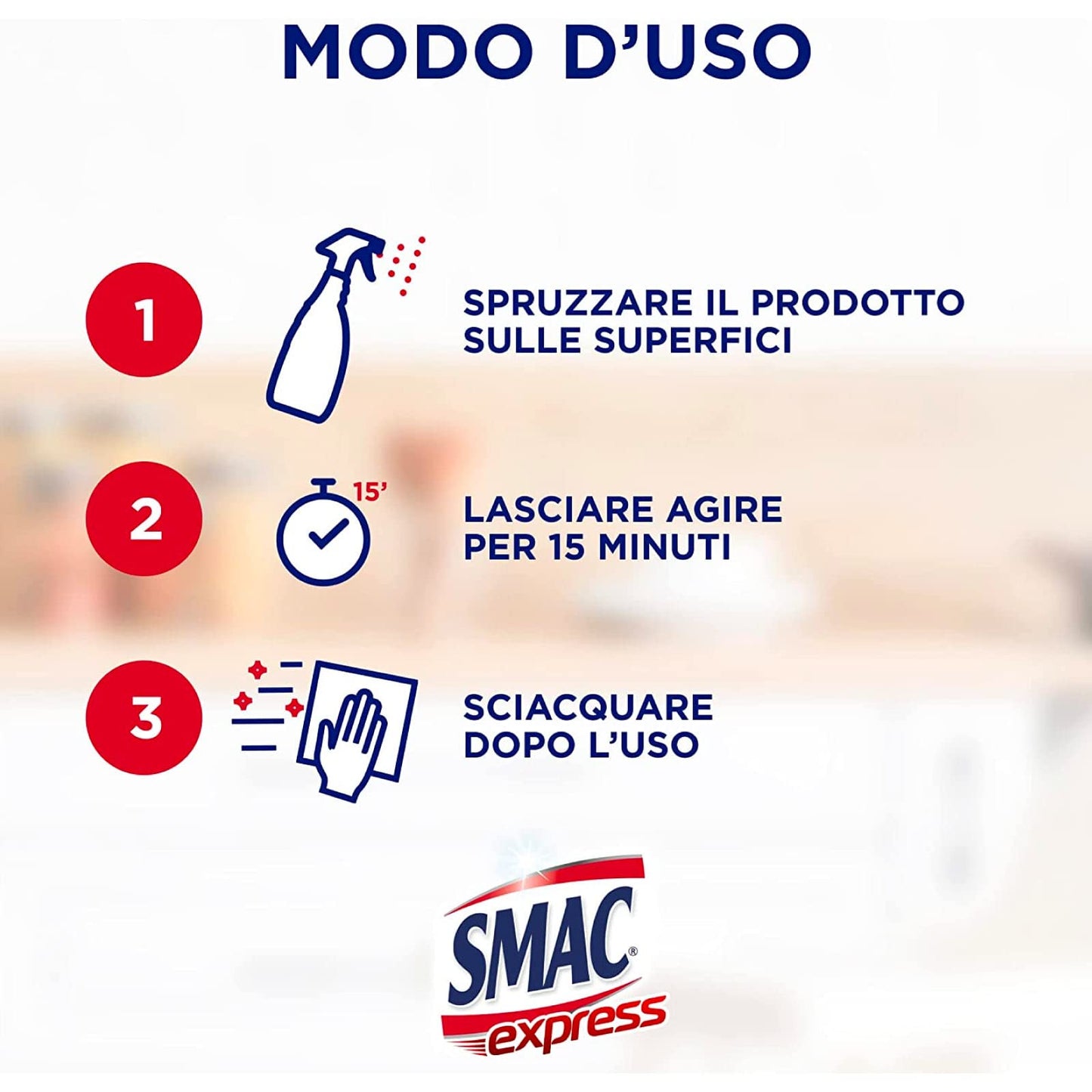 Smac Express Sgrassatore Disinfettante, Detergente Spray Multisuperficie con Azione Sgrassante Adatto alla Pulizia Quotidiana - 4 Flaconi da 650 ml