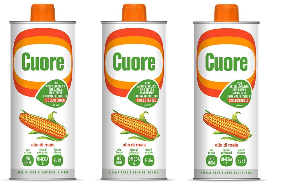 3 x Olio Cuore Italian Corn Oil for Frying 1L