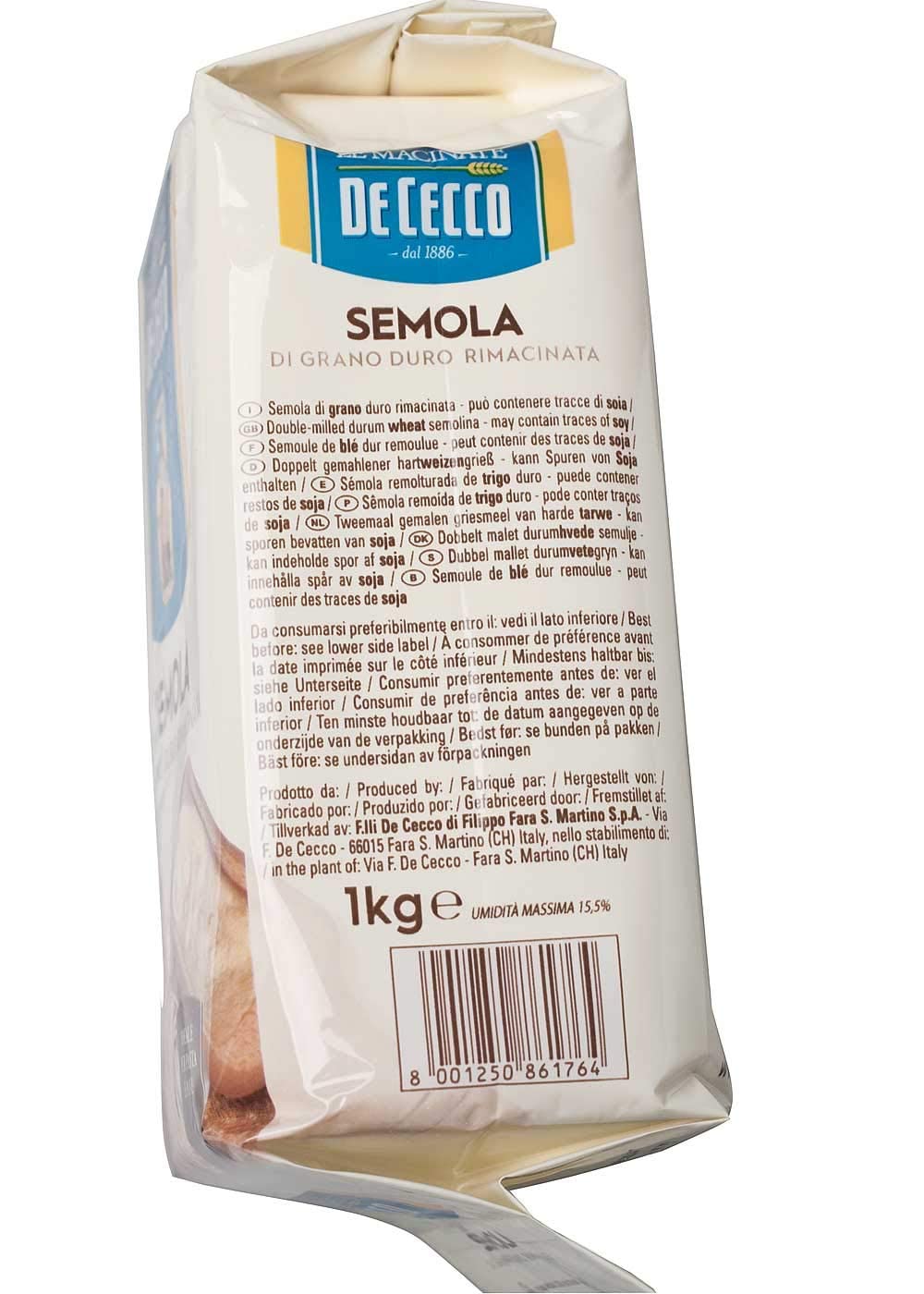 De Cecco - Hartweizengrieß - Re-milled durum wheat semolina (4 x 1 kg)