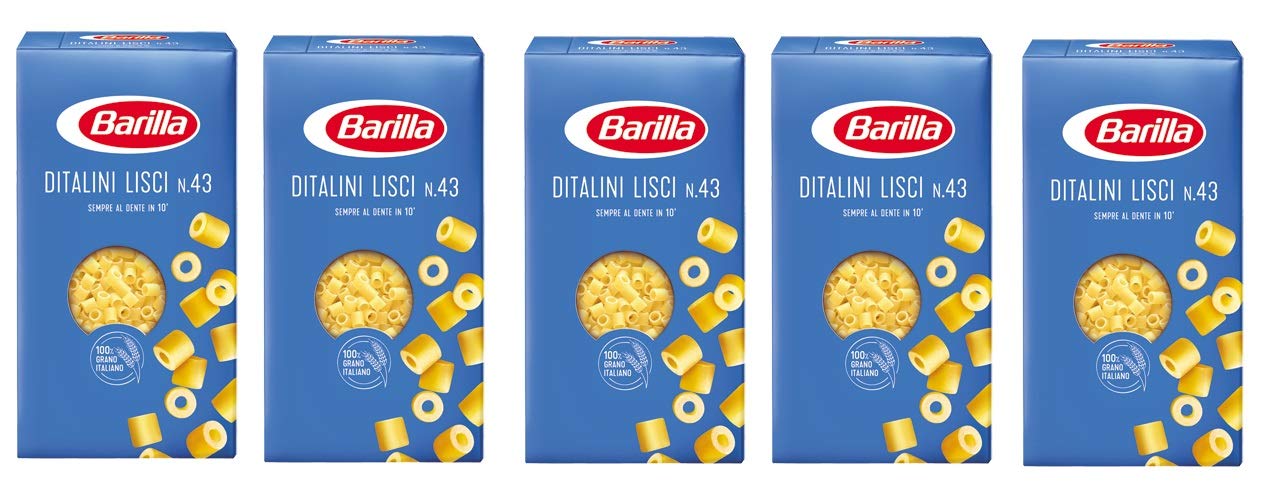 Barilla 5 X ditalini lisci Italian Pasta No. 43. 500 G