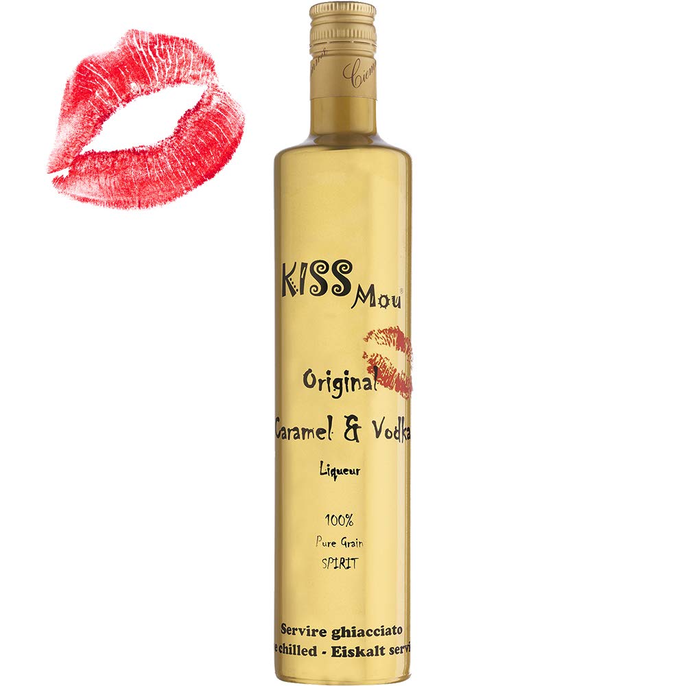 Vodka Kiss Mou | Purissimo Distillato di Grano Miscelato al Caramello | Bottiglia 70 Cl | Idea Regalo