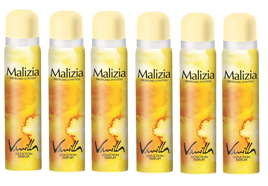 MALIZIA Donna Vanilla deodorante spray da donna, 100 ml, 6 pezzi
