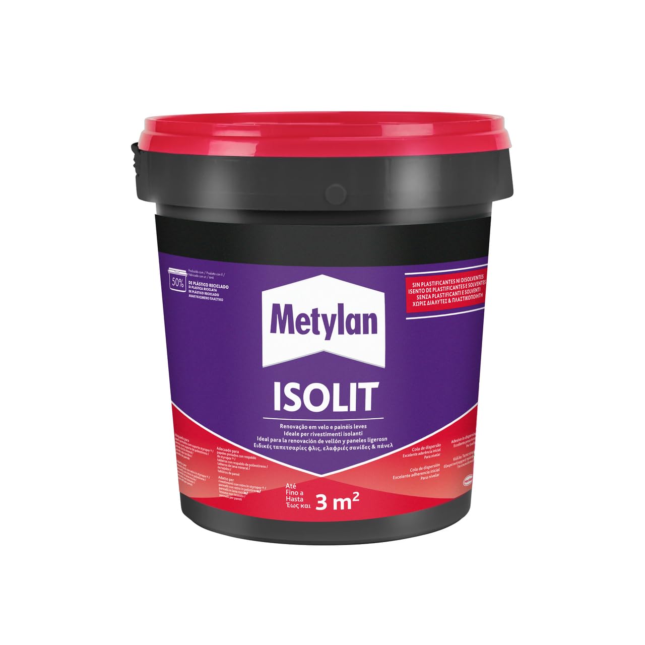 Metylan Isolit, Adesivo in Pasta Bianco per Applicazione di Polistirolo, Poliuretano espanso, Lana di Roccia e di Vetro, Rivestimenti in Sughero e di Isolanti Termici ed Acustici, Secchio da 925g