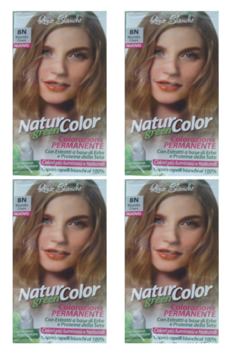 4 X NATUR COLOR GREEN RENEE BLANCHE COLORAZIONE PERMANENTE 8N Biondo Chiaro