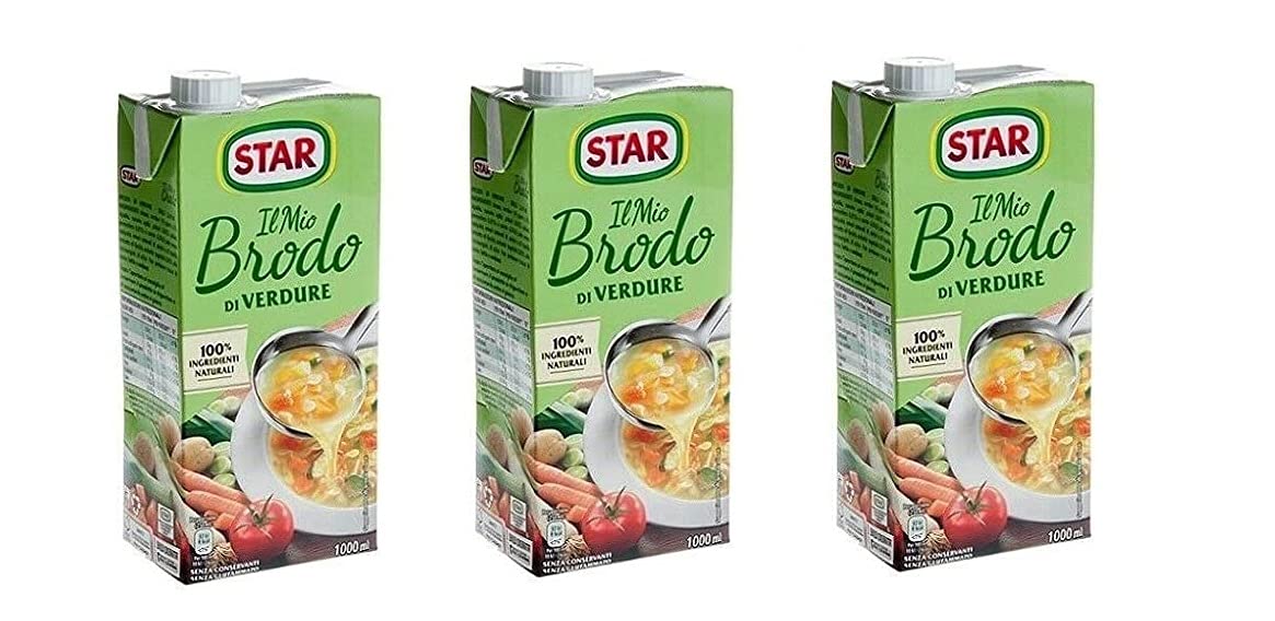 3X Star Brodo Vegetariano Brodo Liquido Ricco di Sapore Piatti Pronti 1Lt