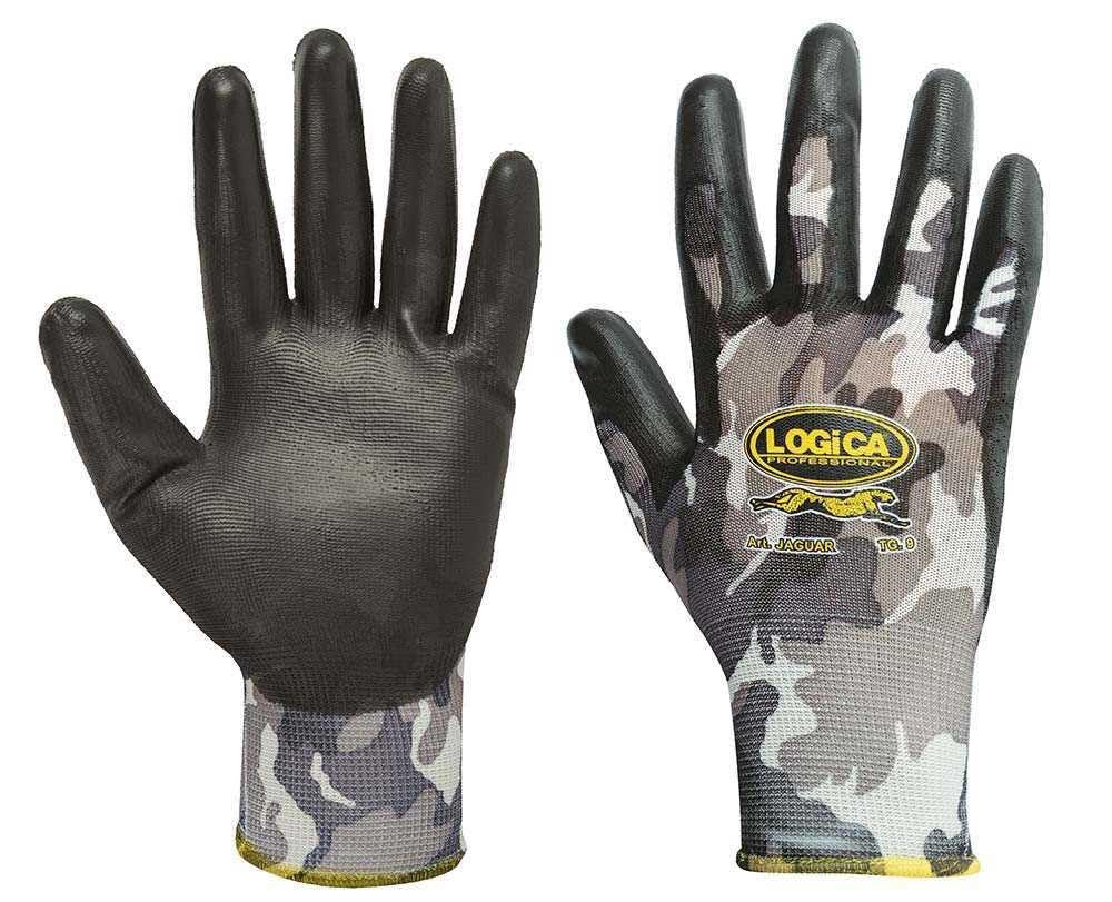 HAND Guanto poliuretano nero mimetico maglia leggera sintetico 9 (12 paia)