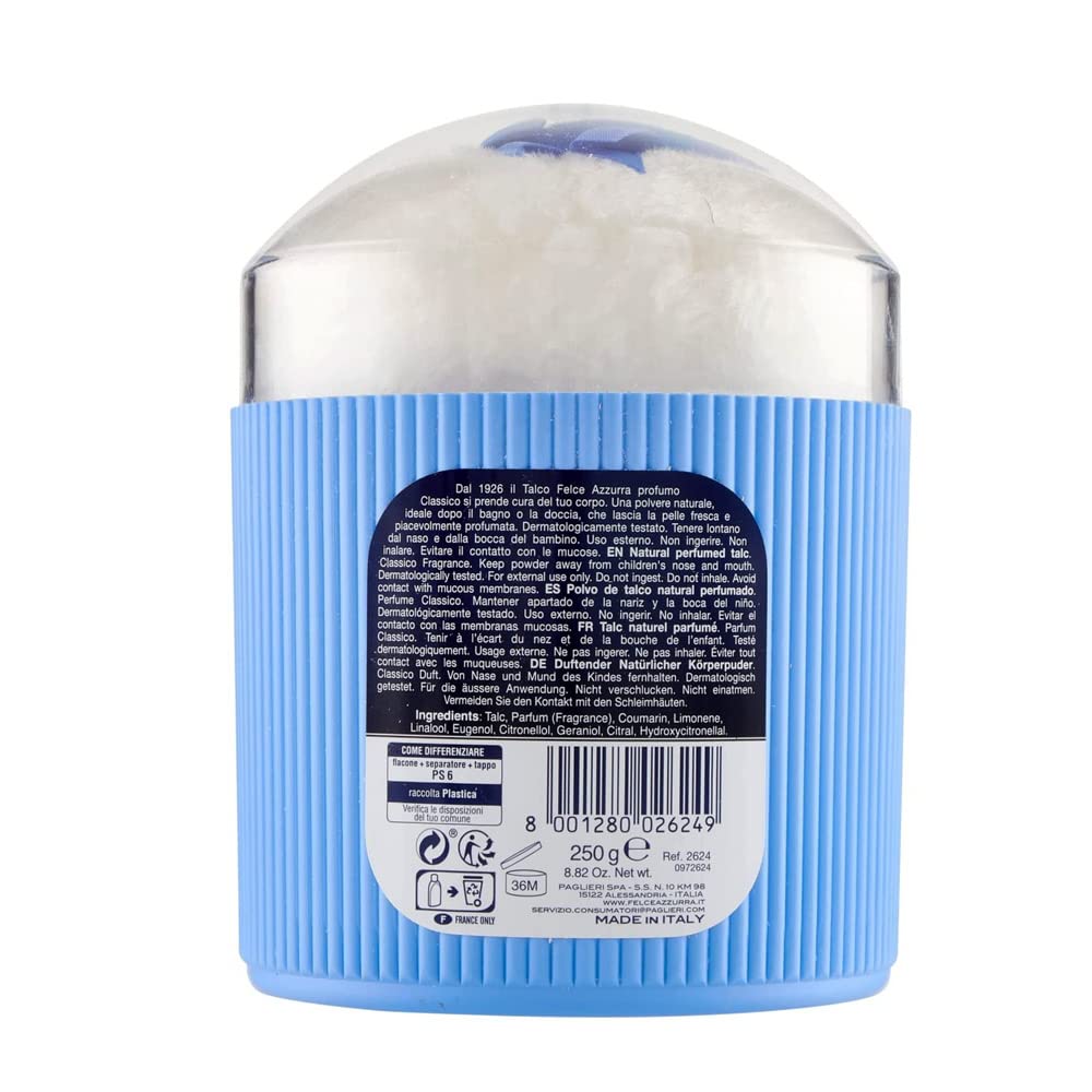 PAGLIERI Felce Azzurra Classico Polvere per il corpo con spugne, 250 g