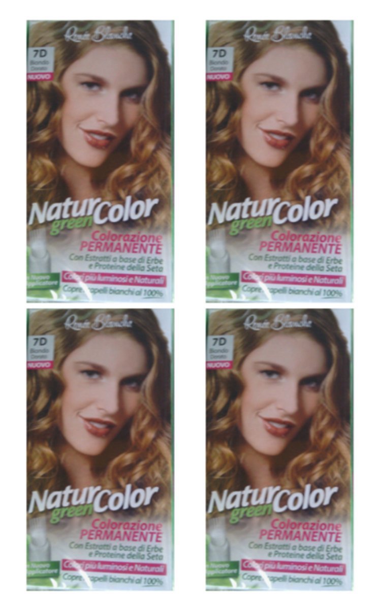 4 X NATUR COLOR GREEN RENEE BLANCHE COLORAZIONE 7D Biondo Dorato Tintura