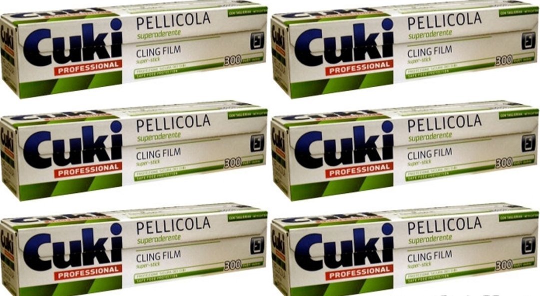 6 X CUKI PELLICOLA PROFESSIONALE DISPENSER PER ALIMENTI MT. 300 lotto stock