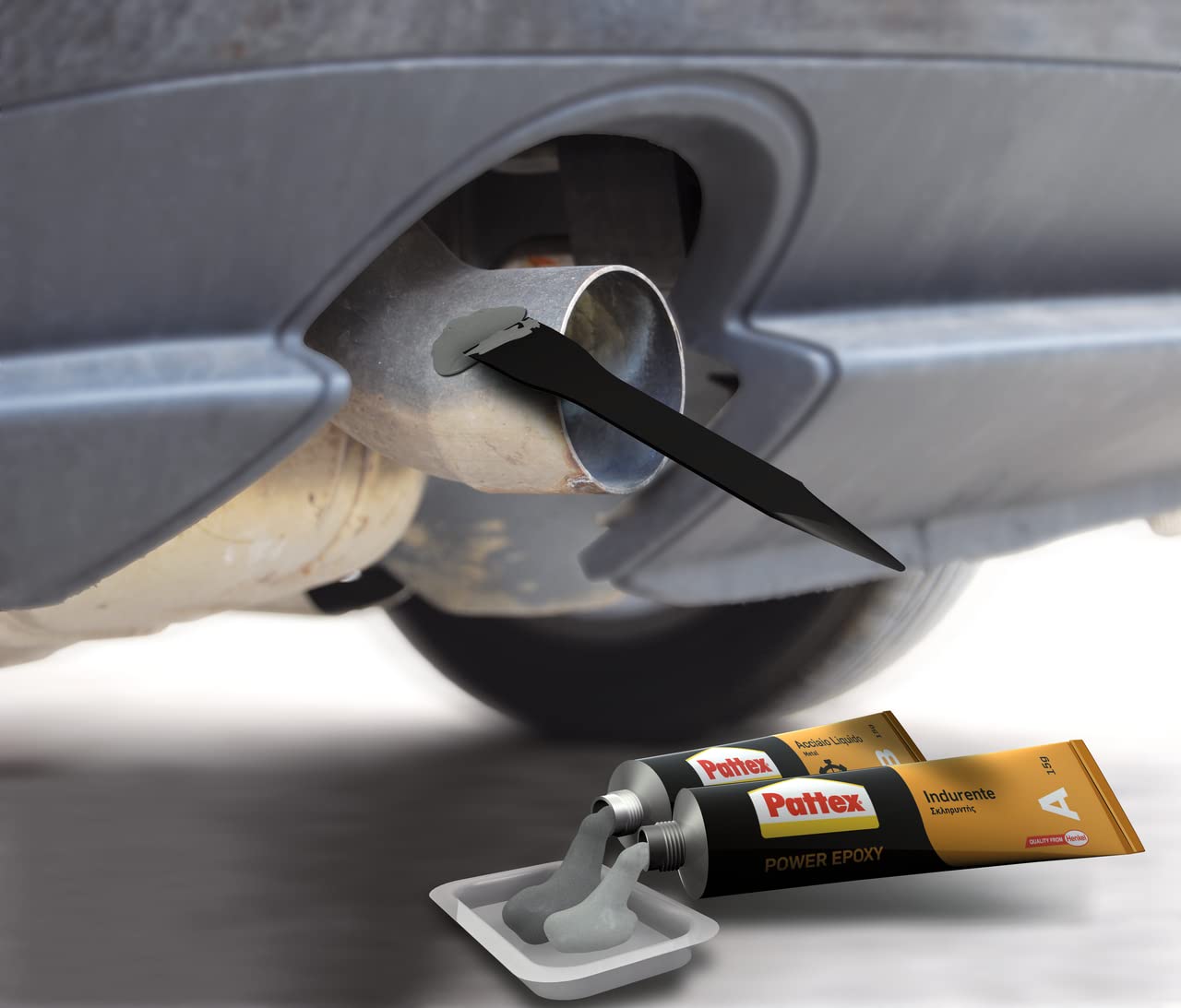 Pattex Power Epoxy Acciaio Liquido, colla epossidica bicomponente color metallo a base di resina epossidica, forte adesivo epossidico per metalli e altri materiali, 2x15g