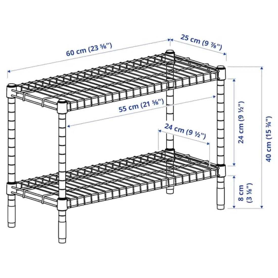 IKEA OMAR Scaffalatura, 60x25x40 cm, zincato