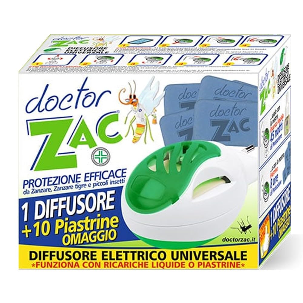 Doctor Zac Diffusore + 10 Piastrine (Funziona sia con piastrine che con Ricarica Liquida)