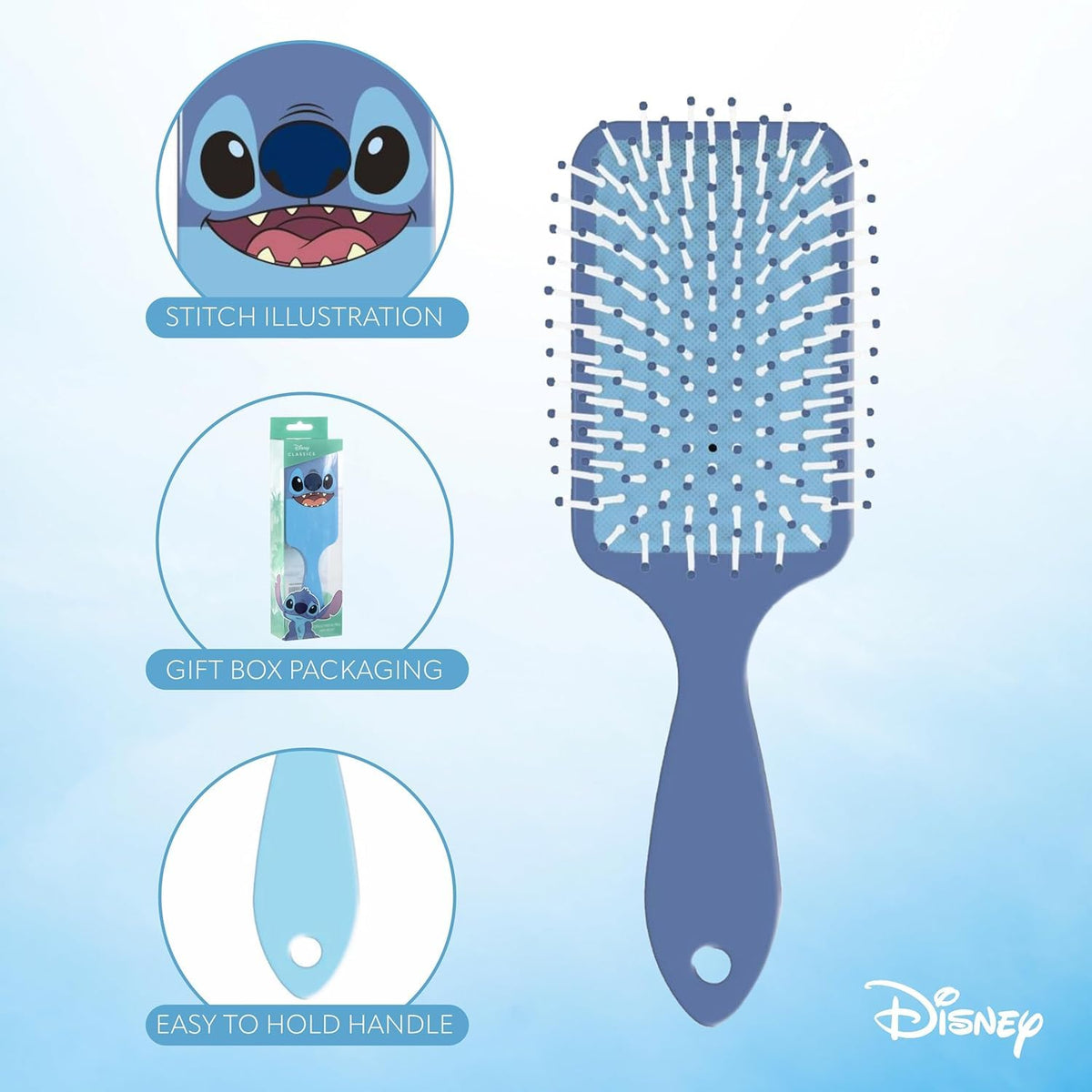 Spazzola Districante Lilo & Stitch, Spazzola per Capelli Leggera e Resistente per Bambini e Adulti, Spazzola capelli Disney