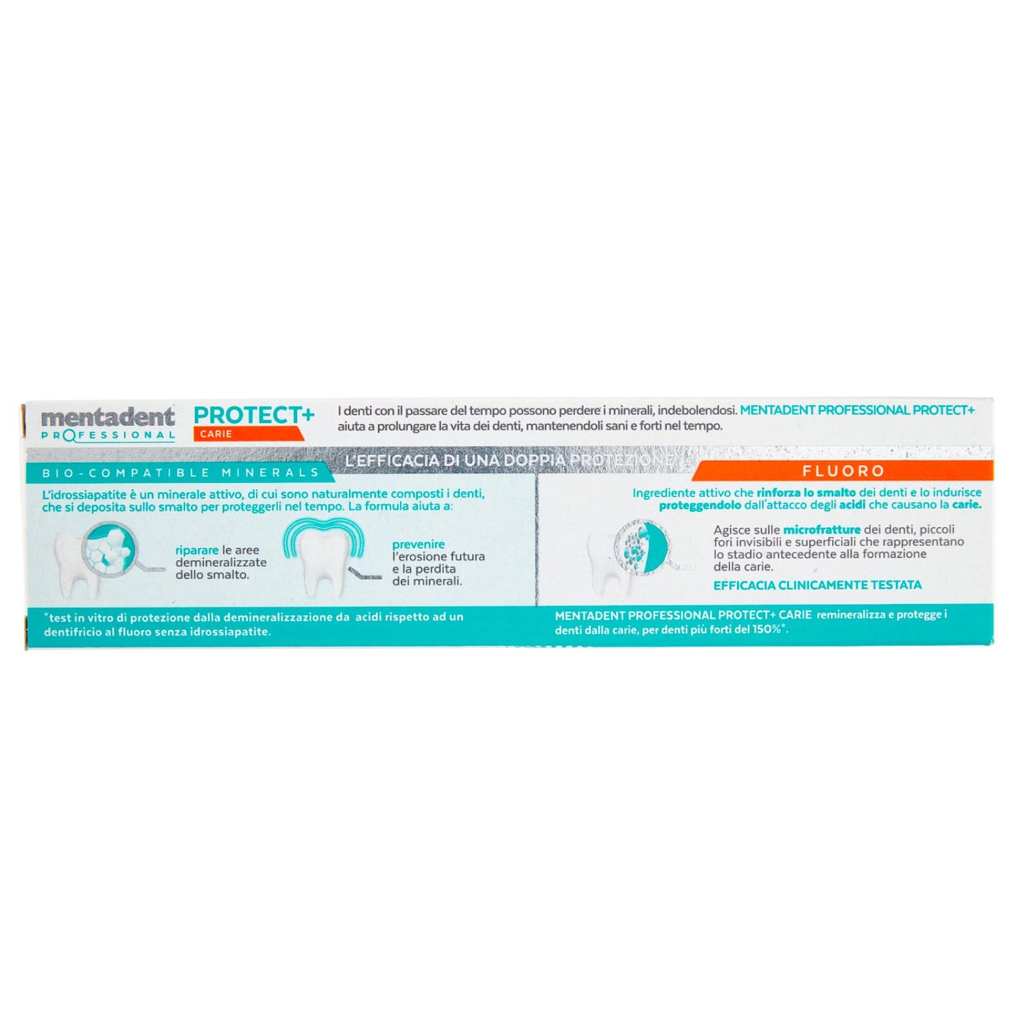 Mentadent Professional Protect+ Carie Dentifricio Remineralizzante Protezione Denti e Smalto con Minerali Biocompatibili e Fluoro - 4 Flaconi da 75ml